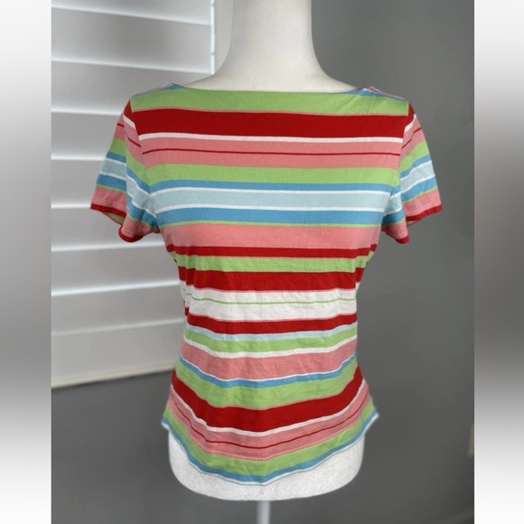 liz claiborne Bright Colorful Rainbow Striped Top Shirt Woman’s Size M Y2K 90’s - Picture 1 of 14